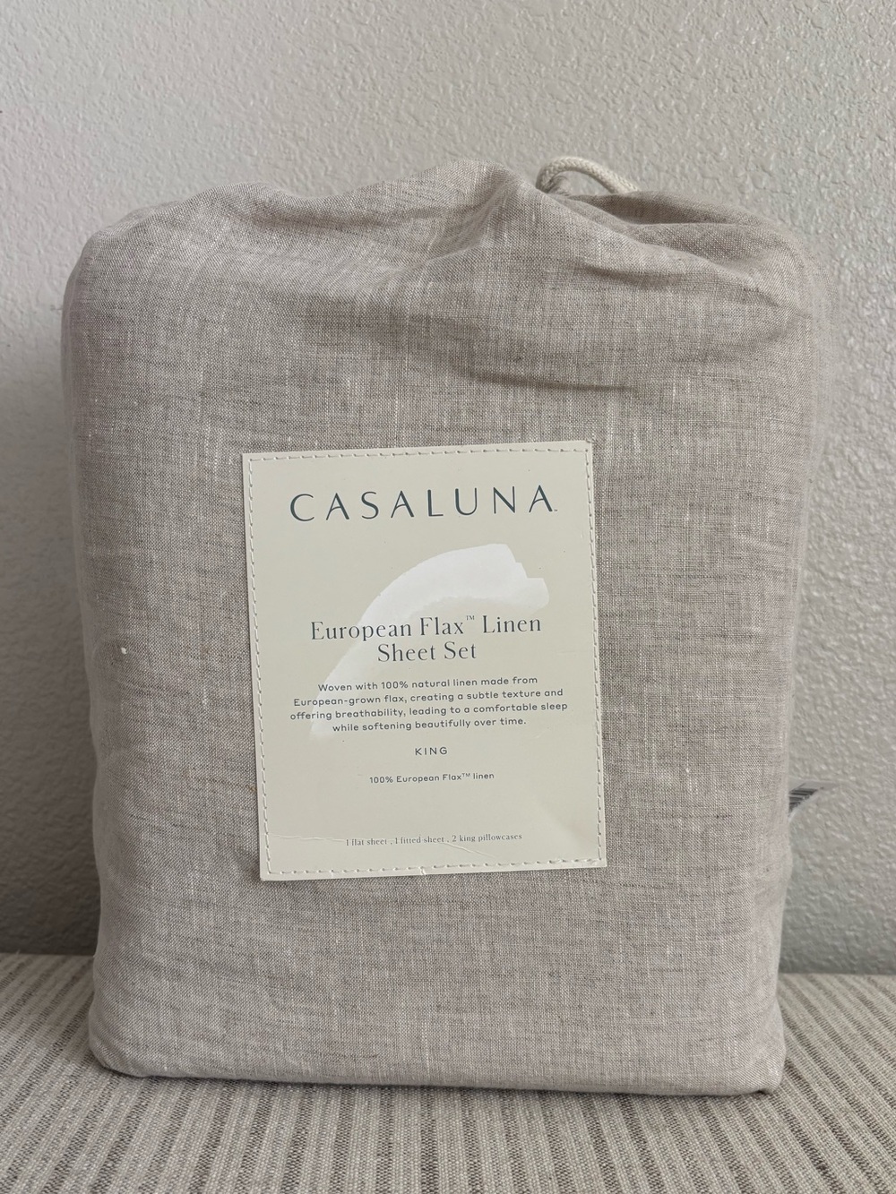 NWT King 100% Linen Sheet Set Natural - Casaluna